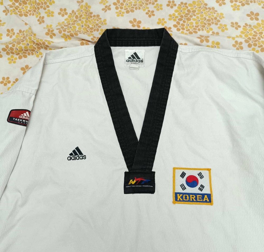 Adidas Taekwondo Vintage Korea White Men Uniform Shirt Kimono Size 6 200cm