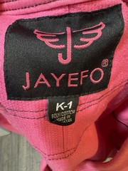 JAYEFO girls jiu jitsu/martial arts top pink long sleeve K-1 poly/cotton blend