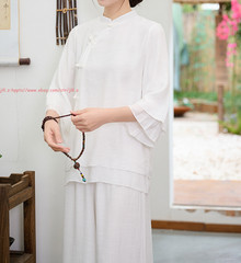 Womens Cotton Linen Kung Fu Tai Chi Uniform Martial Arts yoga Wear Summer Suit