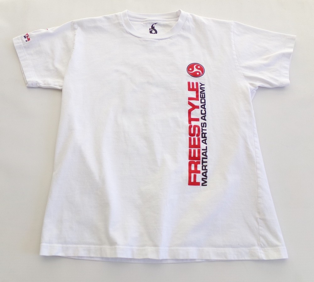 Freestyle Martial Arts Academy Unisex T-Shirt White Cotton Size S Custom Clean