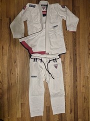 Scramble Athlete Jiu Jitsu Uniform kimono Pant Set White Size A0 Top, Pants, Bag