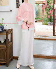 Womens Cotton Linen Kung Fu Tai Chi Uniform Martial Arts yoga Wear Summer Suit
