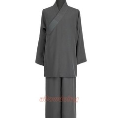 STOCK Buddhist Shaolin Monk Robe Full Set Linen Kung Fu Suit Meditation Uniforms