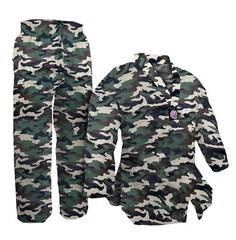 V-Neck Green Woodland Camo Taekwondo Karate Gi Uniform Team Demo Martial Arts