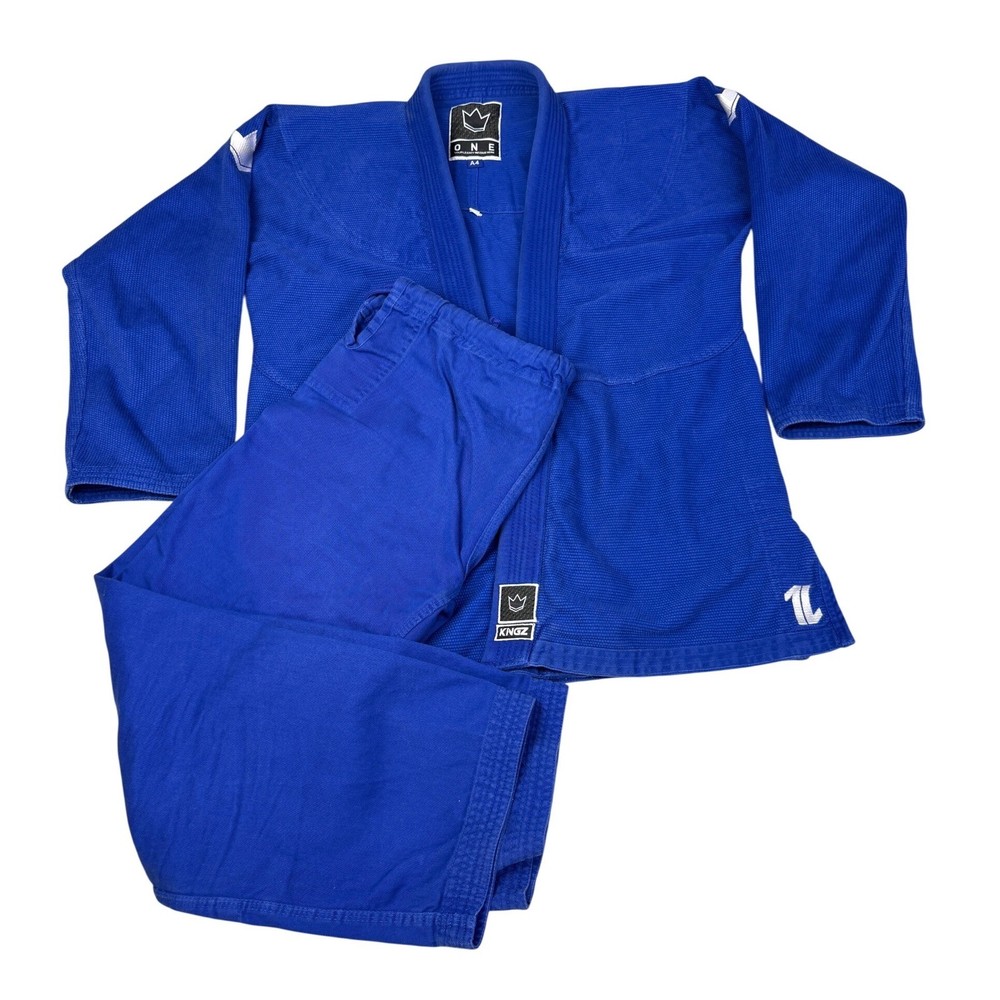 Kingz ONE Jiu Jitsu Gi Blue BJJ Uniform Mens Size A4 Pearl Weave Training Set
