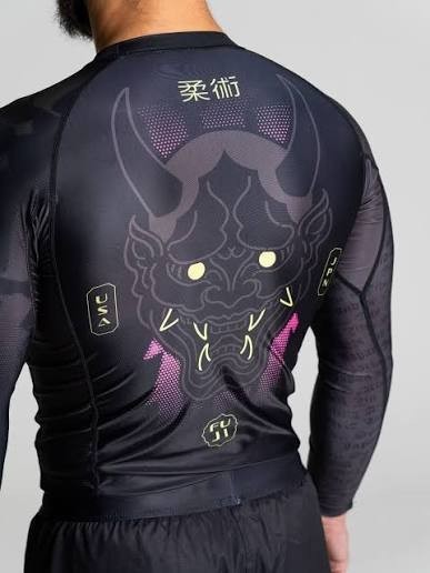 FUJI Oni Legend Flex Lite Longsleeve Rashguard Sz Small Black MMA BJJ Jiu-Jitsu