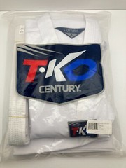 Century TKD Martial Arts Student Uniform White Ribbed Size 4 Size 3 Belt NEW