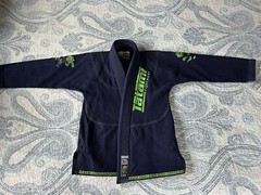 Kids Tatami Animal Jiu-Jitsu Kimono Cesar Crocodile Navy Blue & Green Size M1