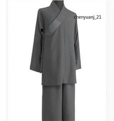 Buddhist Shaolin Monk Robe Full Set Linen Kung Fu Suit Meditation Uniforms Cloth
