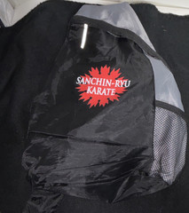 Sanchin-Ryu Karate Martial Arts Uniform Set with Belts, Patches, Black Gray
