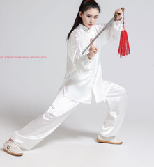 Unisex Adult Chinese Traditional Tai Chi Uniform Satin Kung Fu martial arts Suit