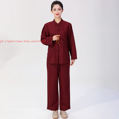 Women Men’s Shaolin Buddhist Monk Meditation Kung Fu Uniform Tai Chi cotton Suit