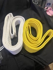 Karate & Tae Kwon Do Uniform (Gi) with a White Belt and Yellow Student Belts