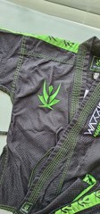 Martial Arts Gi Set Jacket & Pants Size 2 Black/Green Jui Jitsu, Karate Uniform