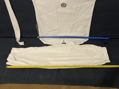 Taekwondo Uniform White Fabric Top Pants Belt Adult Black Belt Institute Size 7