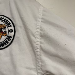 VINTAGE Tiger Claw Taekwondo Dobok Top Martial Arts White V-Neck Streetwear Judo