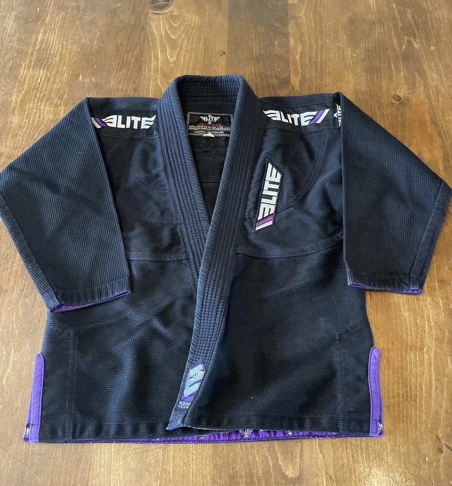 ELITE Jiu-jitsu Gi Youth Size C1 Black BJJ Uniform Coat Top Kids Purple MMA