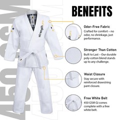 Brazilian Jiu Jitsu BJJ Gi Training Uniform with Belt For Man & Woman – White