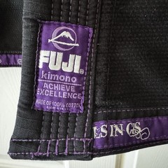 Fuji Sekai BJJ Gi Black Purple WC2 Jiu Jitsu Kimono Set Used