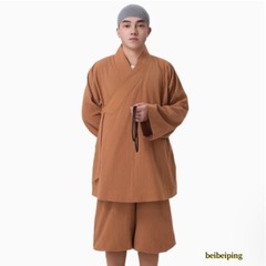 Buddhist Monk Linen Clothes Full Set Kung Fu Suit Meditation Uniforms Summer