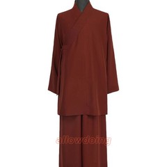 STOCK Buddhist Shaolin Monk Robe Full Set Linen Kung Fu Suit Meditation Uniforms