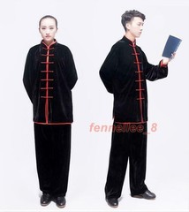2PC Suit Men’s Velvet Coat Pants Tai Chi Thicken Comfort Classic Stand Collar SZ
