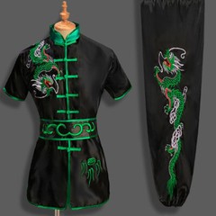 Silk Martial Arts Uniform Kung Fu Wushu Shaolin Suit Clothes Dragon Embroidery