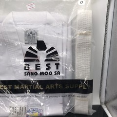 White Karate Gi Size 0 Youth Taekwondo Ju Jitsu Martial Arts With While Belt