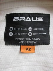 BRAUS RMA embroidered Men’s Traditional Brazilian Jiu Jitsu GI White A2