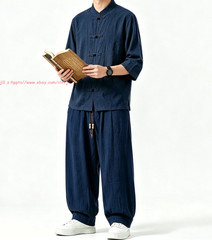 Men Tang Suit Traditional Kung Fu Tai Chi Uniform Cotton linen martial arts Suit