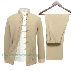 3pcs Traditional Chinese Linen Kung Fu Tai Chi Uniform Retro Plus Size Tang Suit