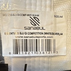 Sanabul Essentials BJJ Gi Competition Jiu-Jitsu Gi White Silver A4