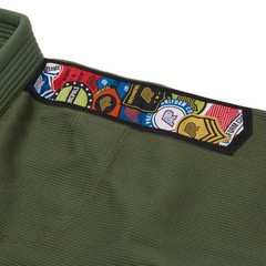 Albino and Preto Fundamental Olive Reserve Gi JIU JITSU Kimono 450 GSM