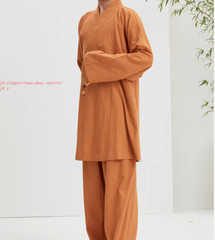 Buddhist Shaolin Monk Robe Full Set Cotton Thin Kung Fu Suit Meditation Uniforms