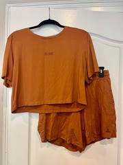 Gracie Barra BJJ Women’s Training Set Crop Tee & Shorts Burnt Orange Large