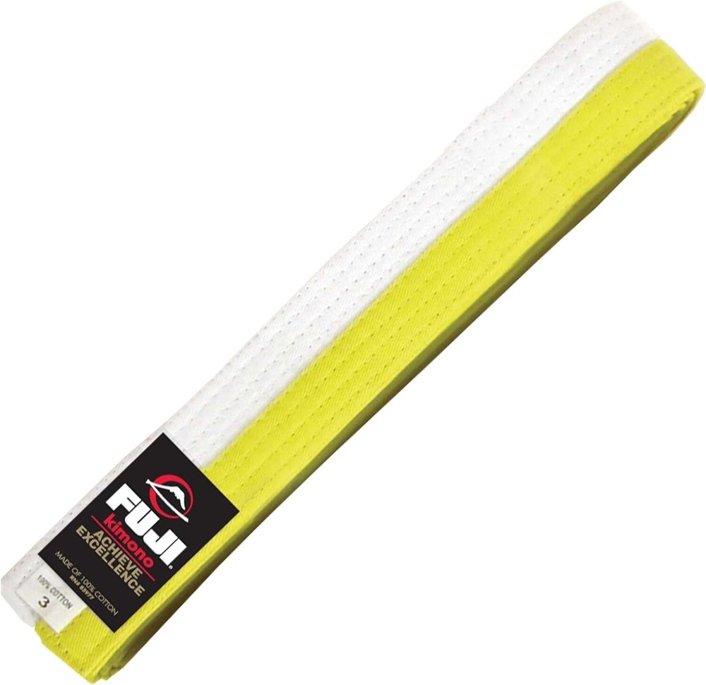 Fuji Sports Belt, White/Yellow, Size 0