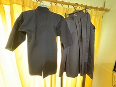 Japanese Kendo Gi Jacket Hakama Pants Uniform Top Bottom Set Navy Blue