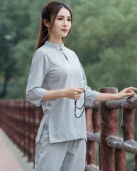 Women Chinese Martial Arts Kung Fu Suit Wushu Tai Chi Yoga Set Uniform Pant&Top