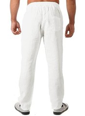FANARCHER Men’s Lightweight Cotton Linen Pants Casual Trousers Medium White