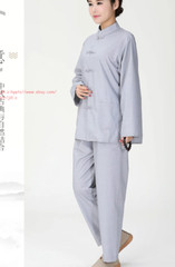 Men Women Shaolin Buddhist Monk Religion Suits Cotton Yoga breathable buckle Set