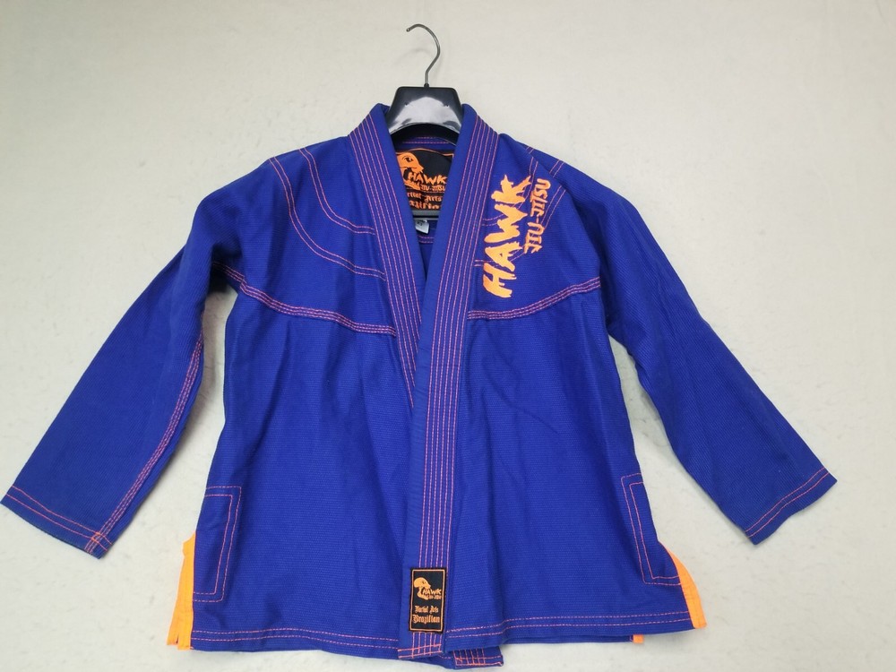 HAWK Brazilian GI Youth K2 Martial Arts Jacket Top Only Blue Jiu Jitsu