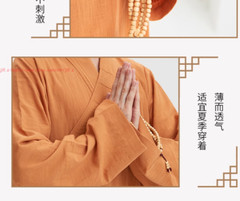 Buddhist Shaolin Monk Robe Full Set Cotton Thin Kung Fu Suit Meditation Uniforms