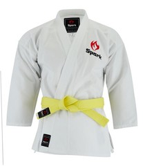 Karate Uniform Gi Set Adult Kids White Black Martial Arts Suit + Belt Uk Seller