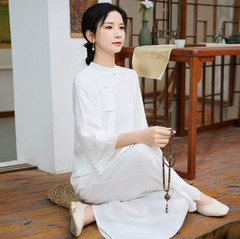 Womens Cotton Linen Kung Fu Tai Chi Uniform Martial Arts yoga Wear Summer Suit