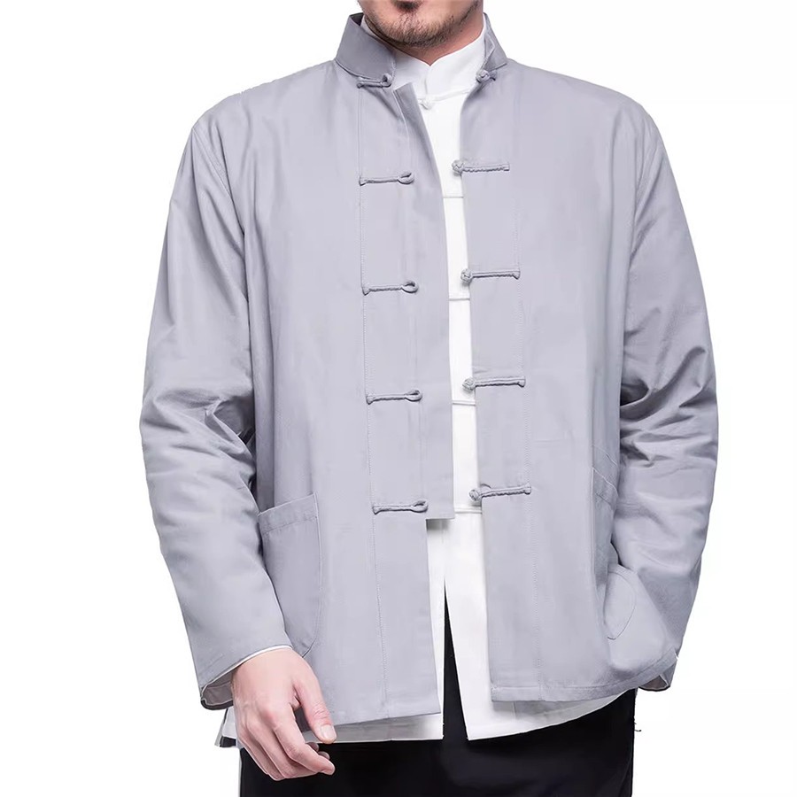 Mens Traditional Chinese Tang Suit Coat Kung Fu Wingchun Uniform Sportswear Tops