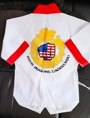 DINAMICS Martial Arts AN’S TAEKWONDO Shirt/SHORT Kids White/RED SET SIZE 000/120