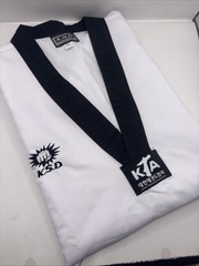 KSD Hankook Sports Taekwondo Uniform Top Dobok Size 170 White Black V Neck KTA