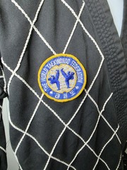 Vintage Taekwondo Jacket Black Belt Korea USA Patches Martial Arts Uniform