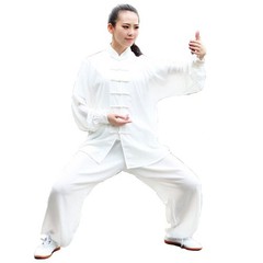 Itopfox Unisex Cotton Blend Kung Fu Tai Chi Uniform Martial Arts Wear White XXL
