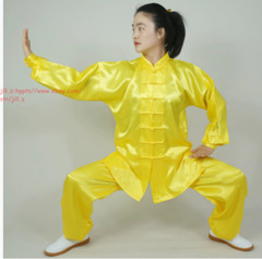Unisex silks satins Tai chi Uniforms Wushu Martial arts Kung fu Wing Chun Suit